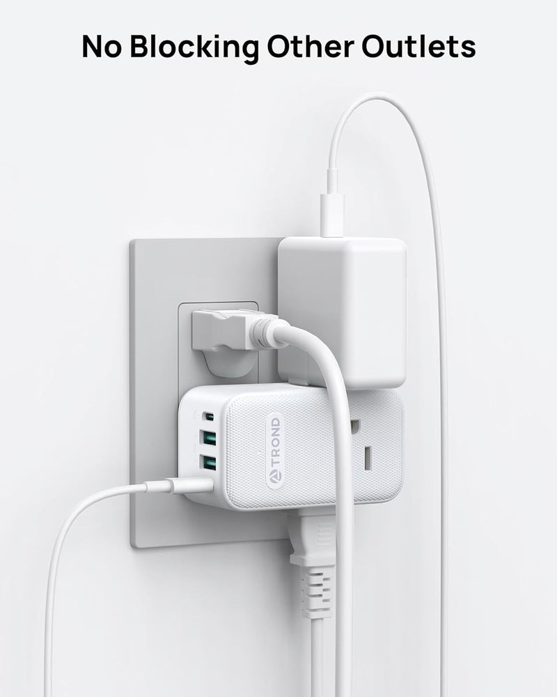 TROND Multi Plug Outlet Extender 2 Pack, 3 Way Outlet Splitter with 360 Rotating Plug, PD 20W USB C Charger Station, Sideways Adapter for Kitchen Bathroom Cruise Ship Travel Essentials - Image 5